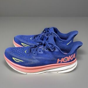 Hoka One One Clifton 9 Shoes Womens Size 9B Evening Sky Coral Running Sneakers